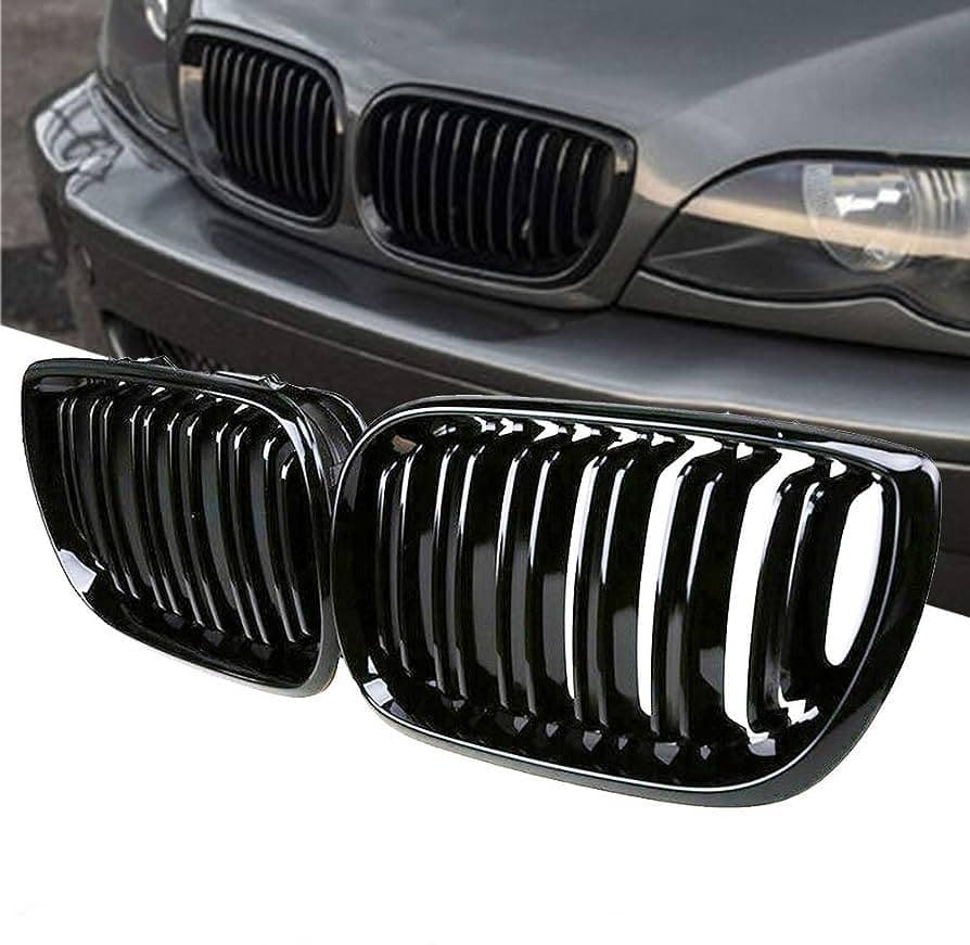 Двойни Бъбреци Черен Гланц За BMW E46 Facelift